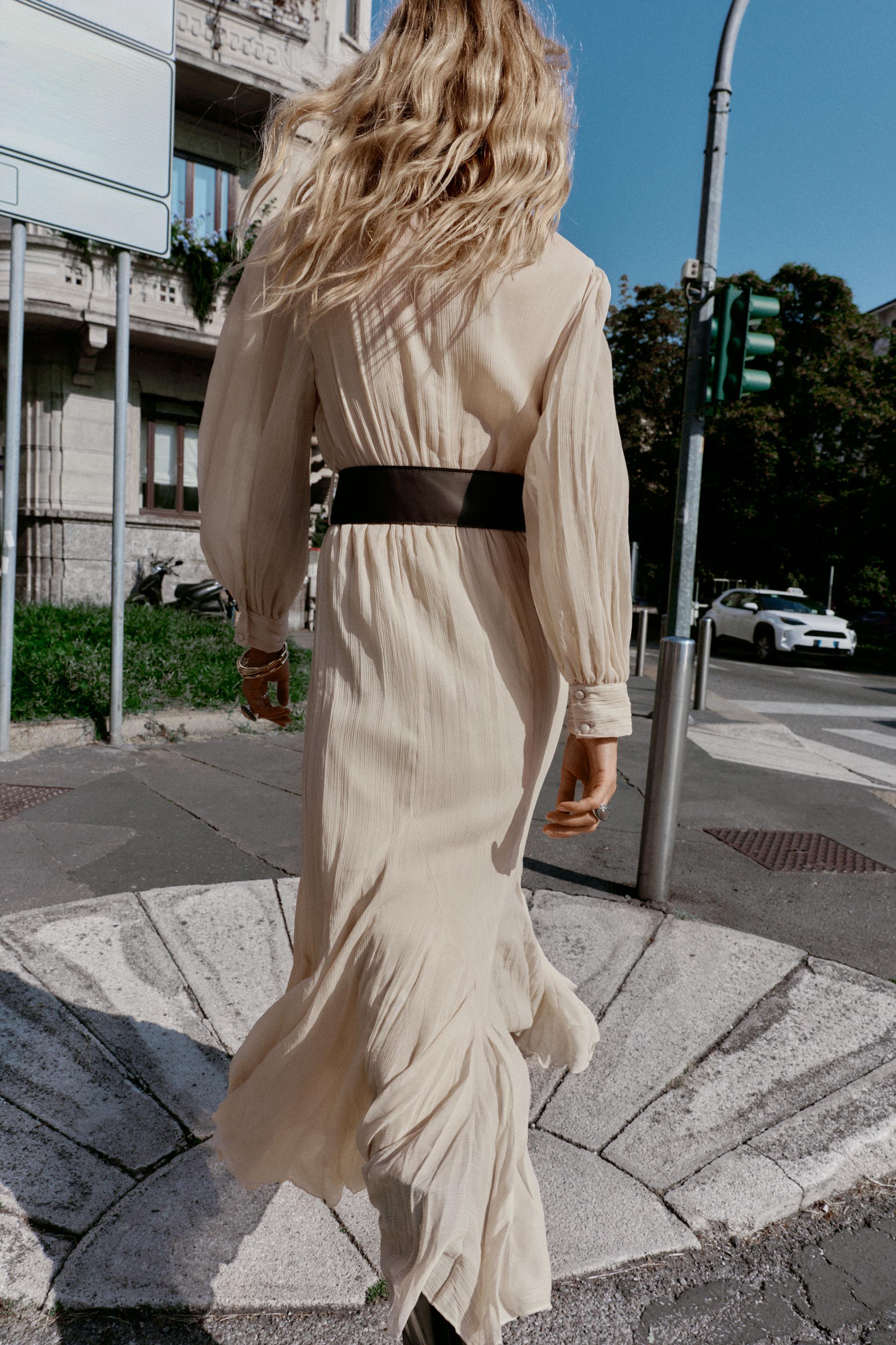 ROBE MIDI DENTELLE CEINTURE